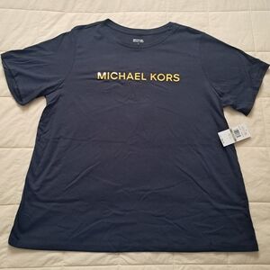 Michael Kors Navy T-Shirt with Gold Logo